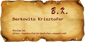 Berkovits Krisztofer névjegykártya